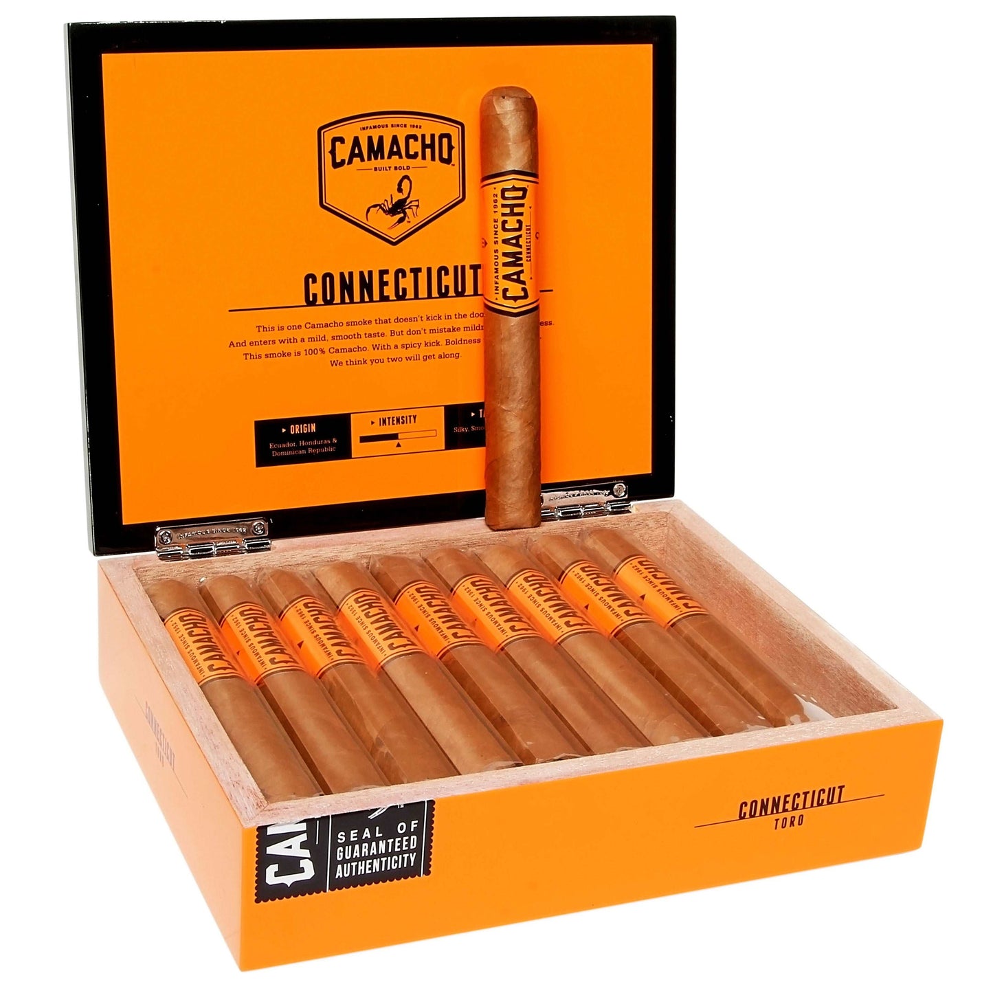 Camacho Connecticut Toro - Shop Cigars Now - - Ecuadorian Connecticut Shade Wrapper, Honduras, Medium, Toro