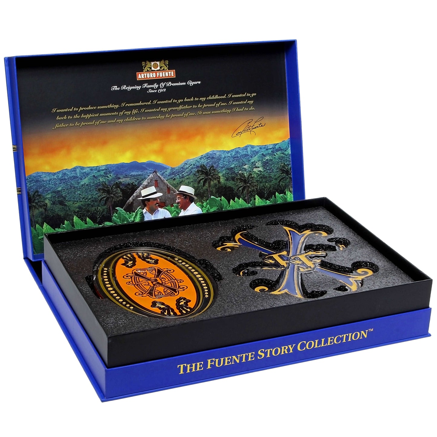 Arturo Fuente Opus X Story Blue 4 Cigar Ashtray - Shop Cigars Now - -