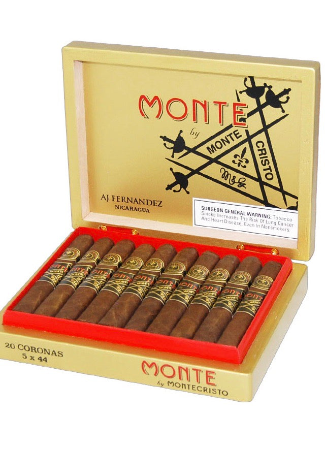 Monte By Montecristo AJ Fernandez Corona - Shop Cigars Now - - Box Pressed, Corona, Ecuadorian Habano Wrapper, Medium-Full, Nicaragua