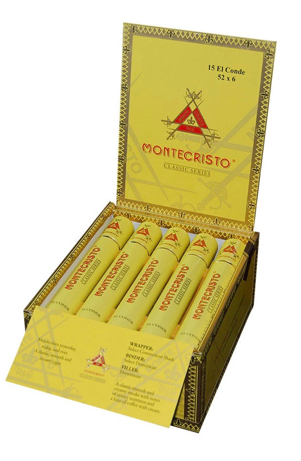 Montecristo Classic Series El Conde En Tubo - Shop Cigars Now - - Dominican Republic, Mild-Medium, Select Connecticut Shade Wrapper, Toro