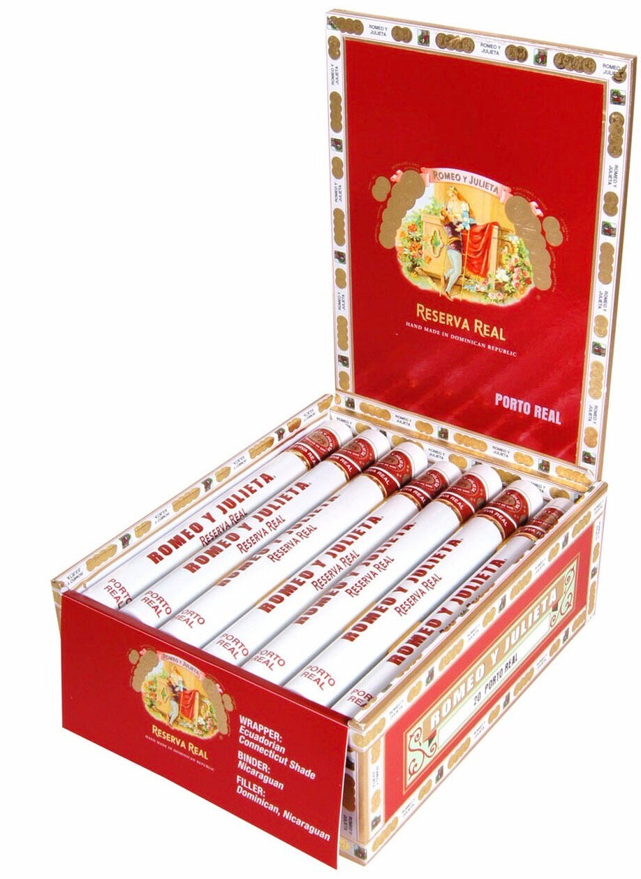 Romeo y Julieta Reserva Real Porto Real Tubo - Shop Cigars Now - - Dominican Republic, Ecuadorian Connecticut Shade Wrapper, Long Panatela, Mild-Medium