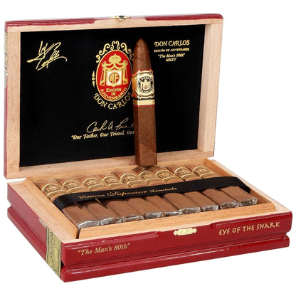 Arturo Fuente Don Carlos 80th Aniversario Eye of the Shark - Shop Cigars Now  -  - Cameroon Wrapper, Dominican Republic, FULL, Torpedo