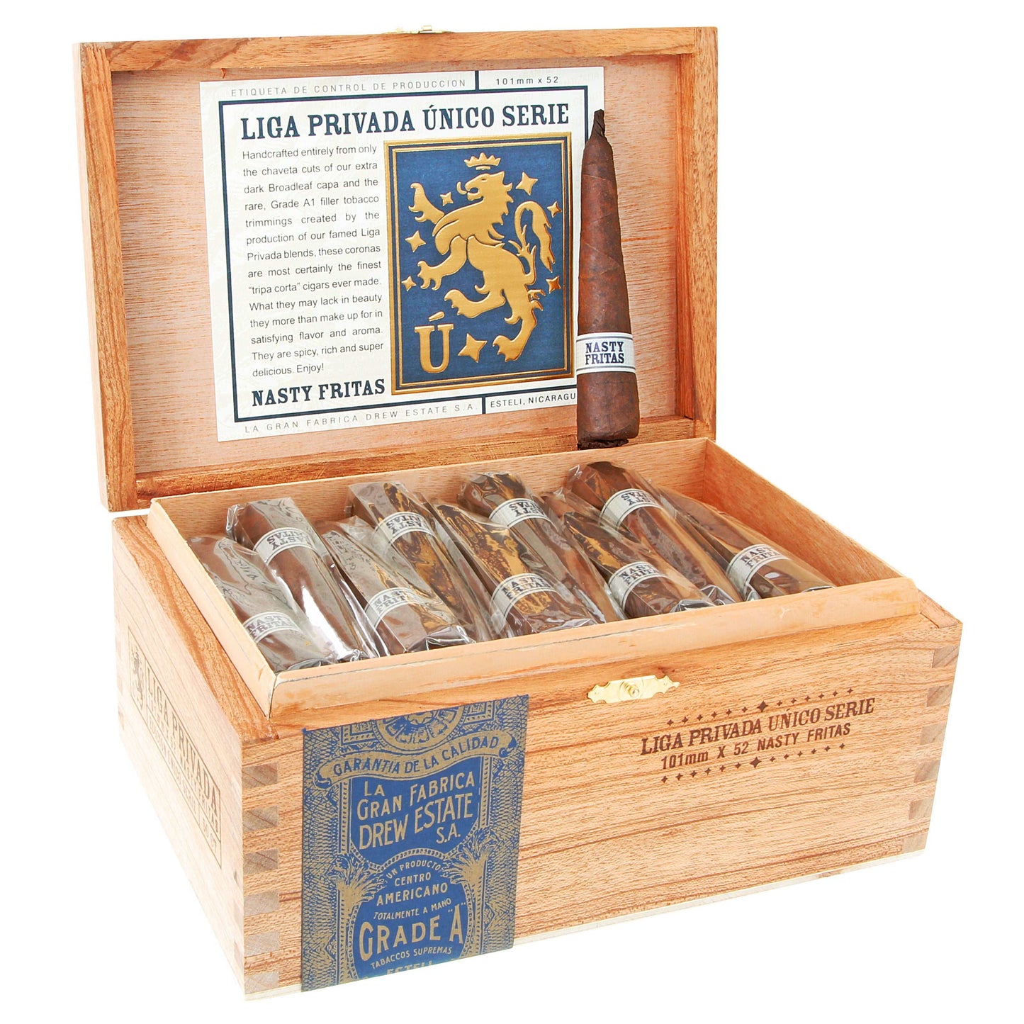 Drew Estate Liga Privada Unico Serie Nasty Fritas - Shop Cigars Now  -  - FULL, Nicaragua, Pyramid, USA Connecticut Broadleaf Wrapper