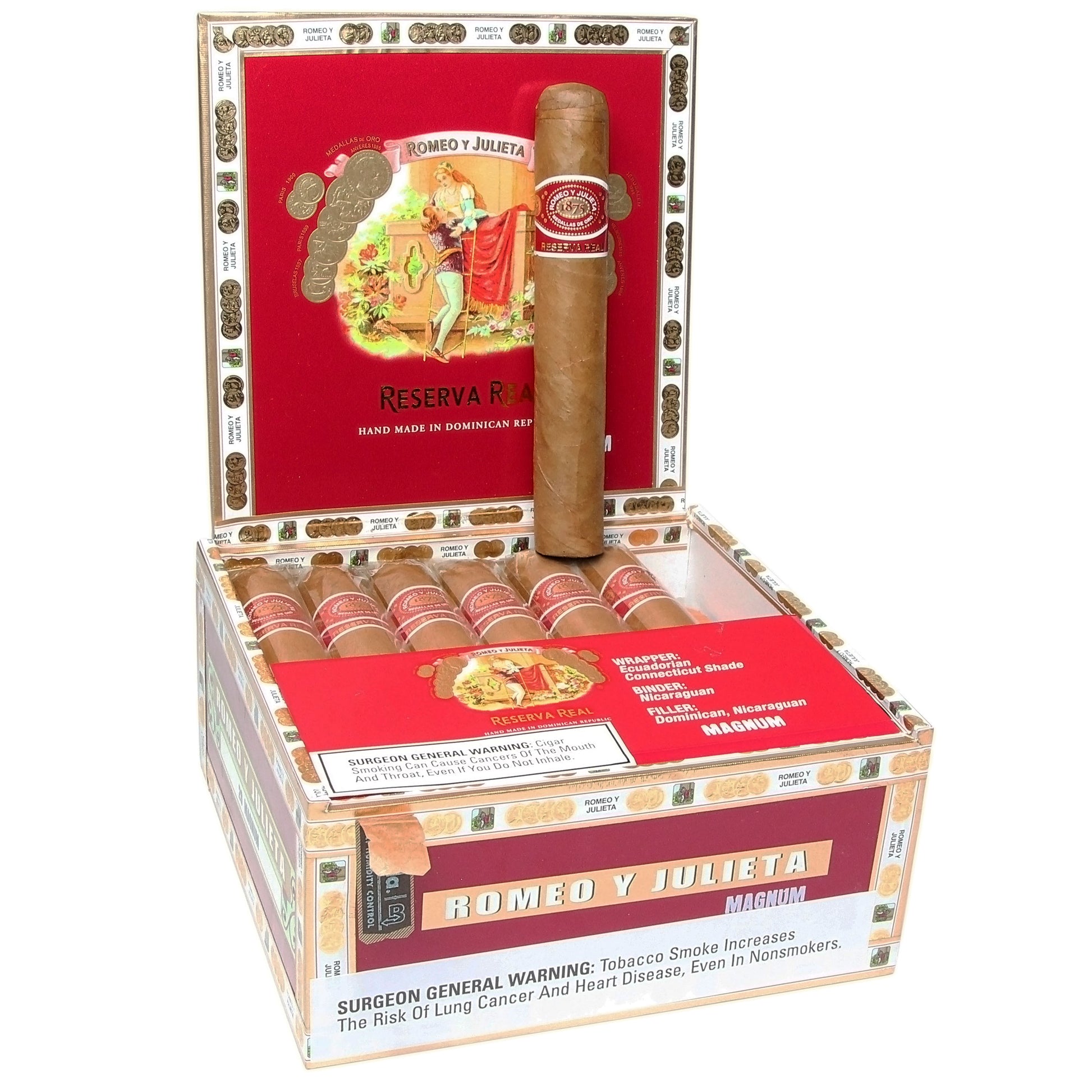 Romeo y Julieta Reserva Real Magnum - Shop Cigars Now  -  - Dominican Republic, Ecuadorian Connecticut Shade Wrapper, Medium, Toro