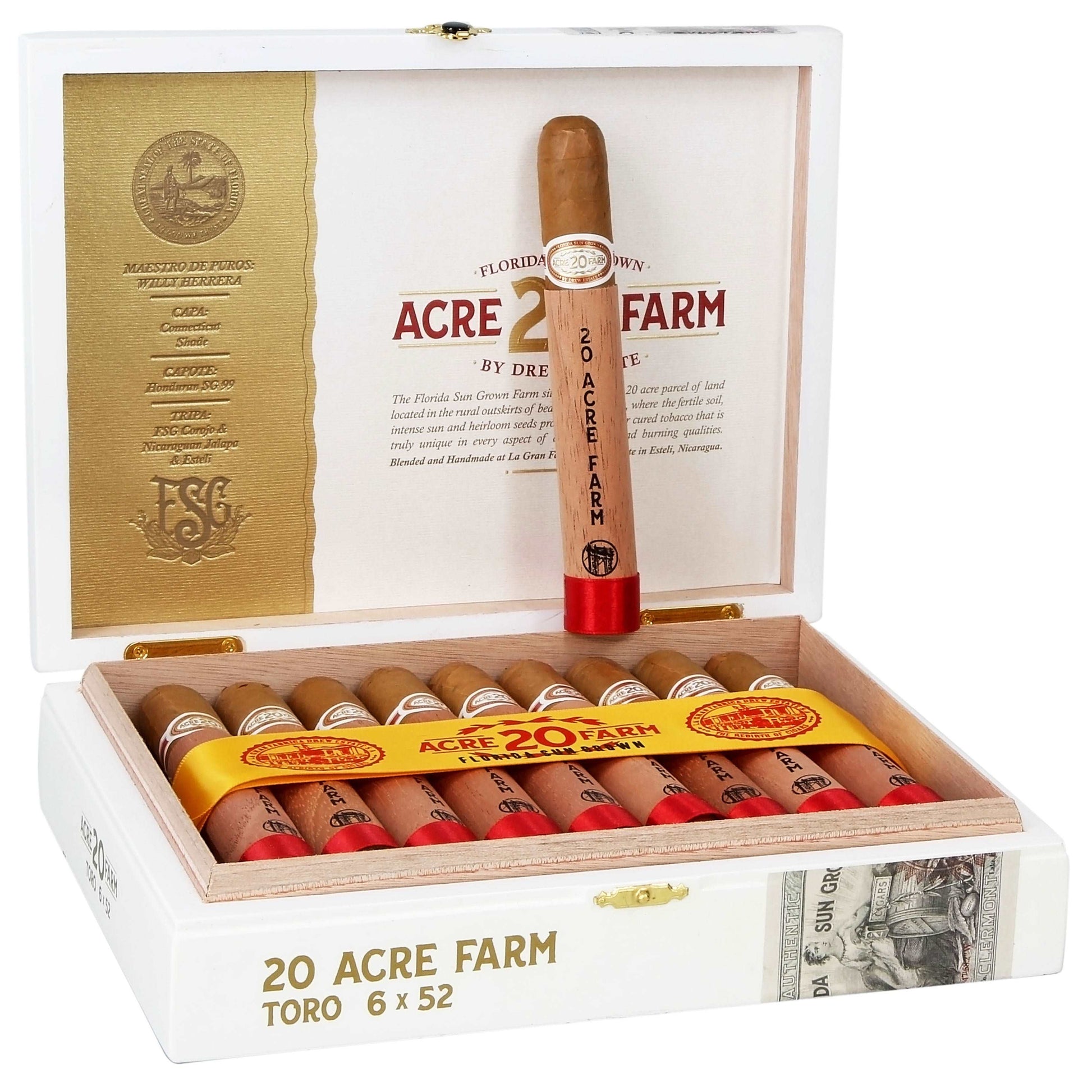 Drew Estate 20 Acre Farm Toro - Shop Cigars Now  -  - MEDIUM, Nicaragua, Toro, USA Connecticut Shade Wrapper