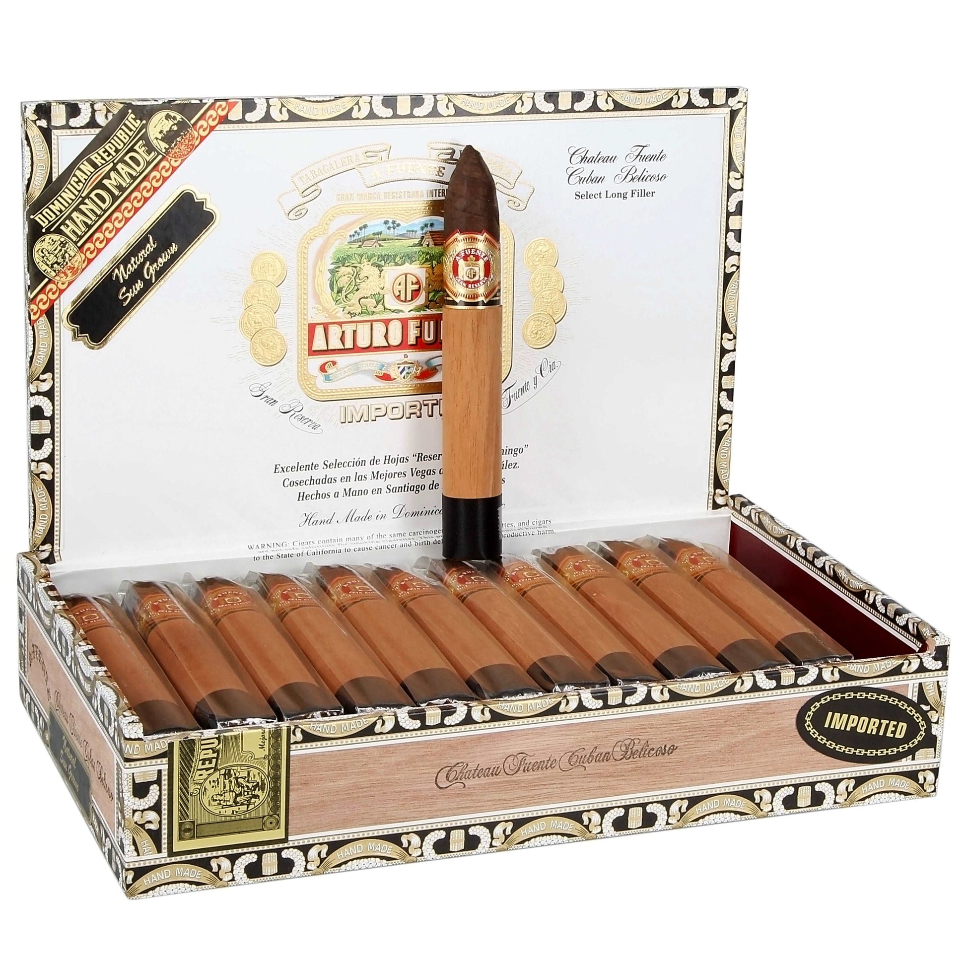 Arturo Fuente Sun Grown Chateau Cuban Belicoso - Shop Cigars Now  -  - Belicoso, Dominican Republic, Ecuador Sungrown Wrapper, Medium