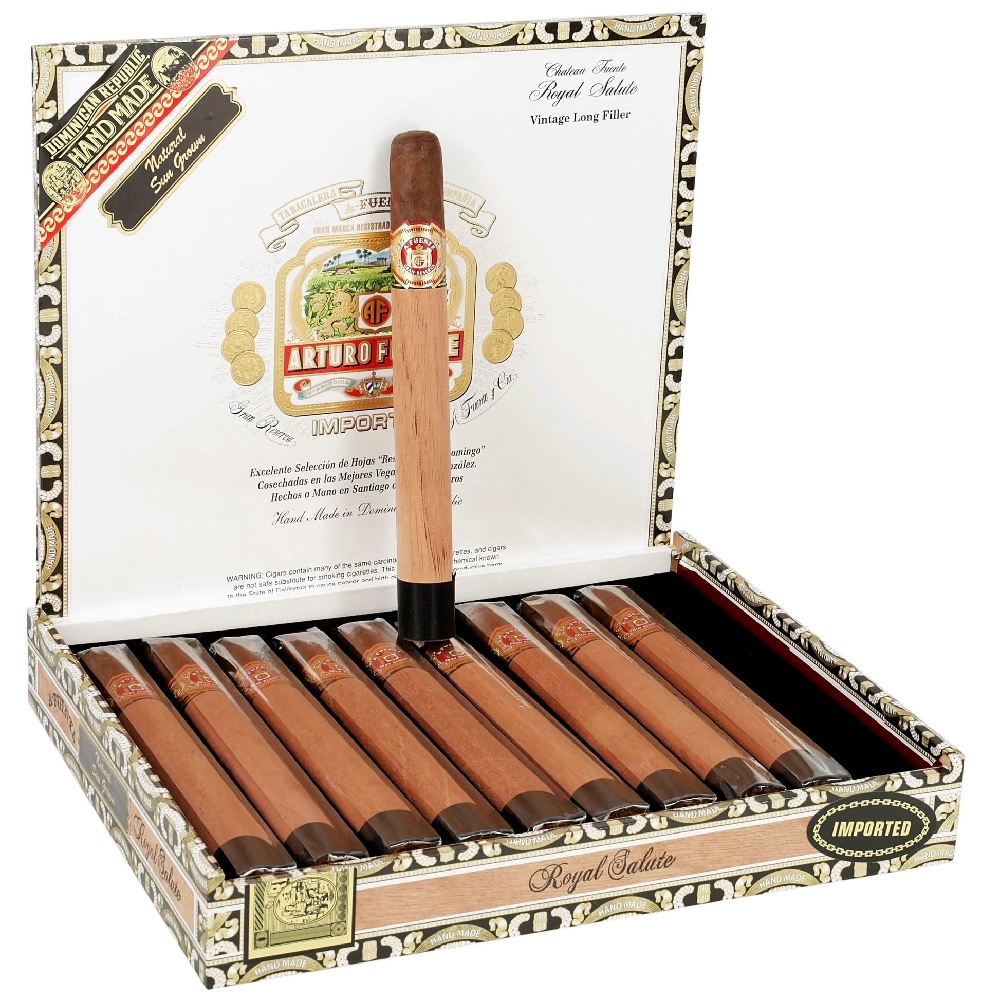 Arturo Fuente Sun Grown Chateau Royal Salute - Shop Cigars Now  -  - Dominican Republic, Double Corona, MEDIUM, Sungrown Wrapper