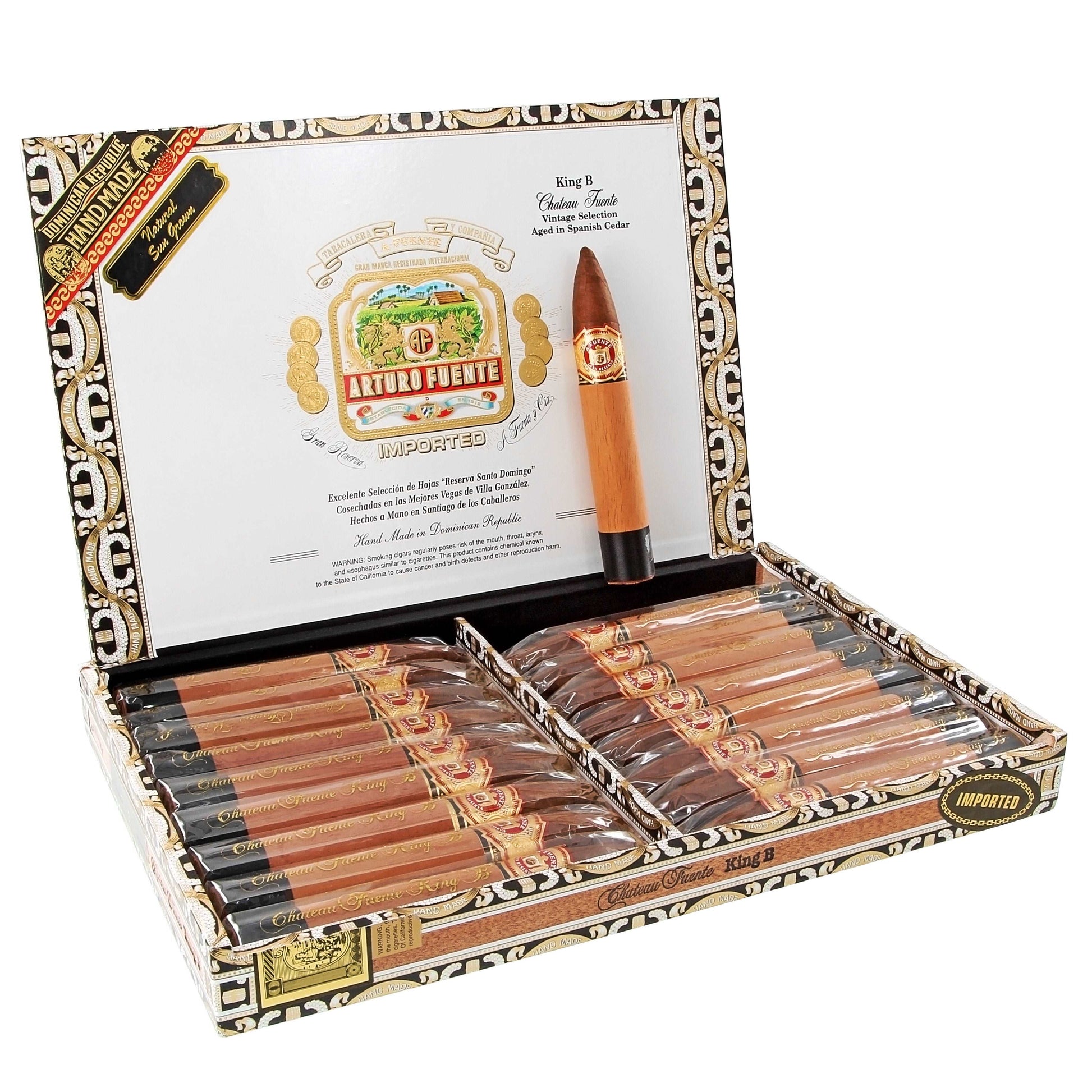 Arturo Fuente Chateau Fuente King B - Shop Cigars Now  -  - Belicoso, Dominican Republic, Ecuador Sungrown Wrapper, Medium-Full